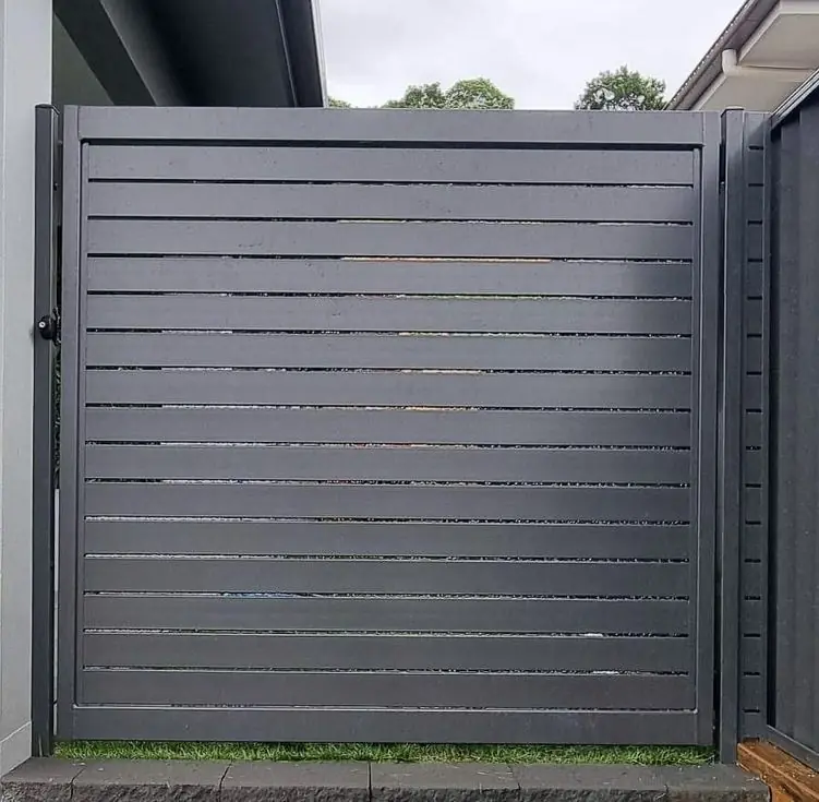 Charcoal aluminium slat gate